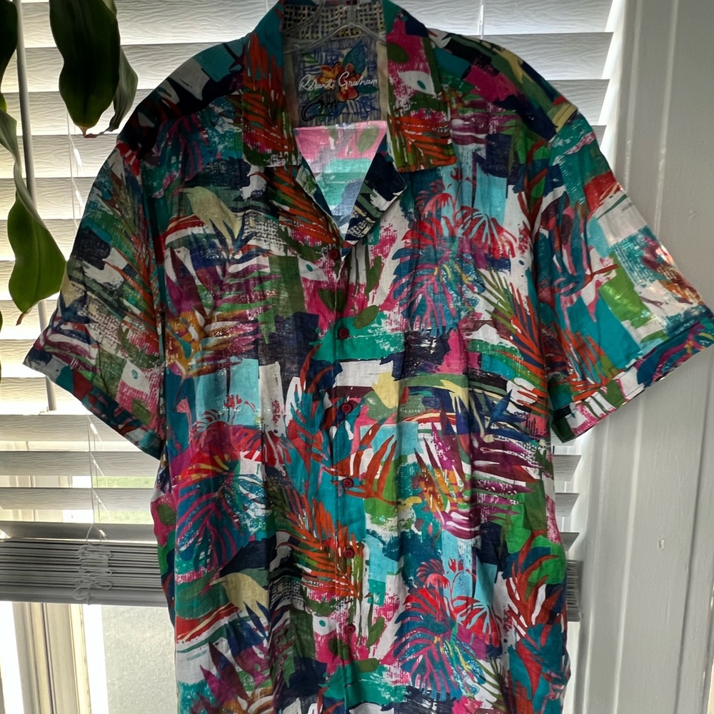 Robert Graham Vibrant Tropical Print Men's Shirt